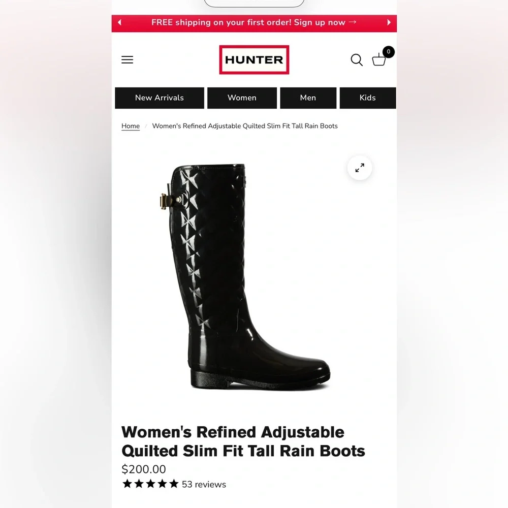 Hunter Quilted Tall Rain Boots in Black